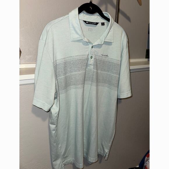 TravisMathew Men’s Polo Shirt Large | Light Blue Heather Striped Golf Top - Picture 1 of 6